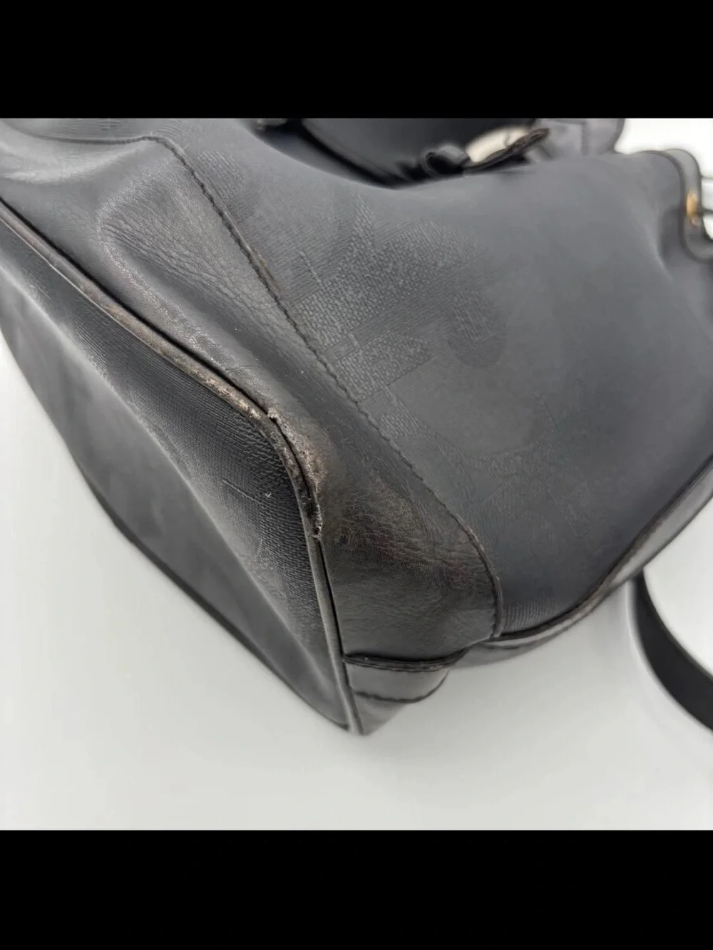 Dior Black Leather Drawstring Shoulder Bucket Bag with Gold Hardware